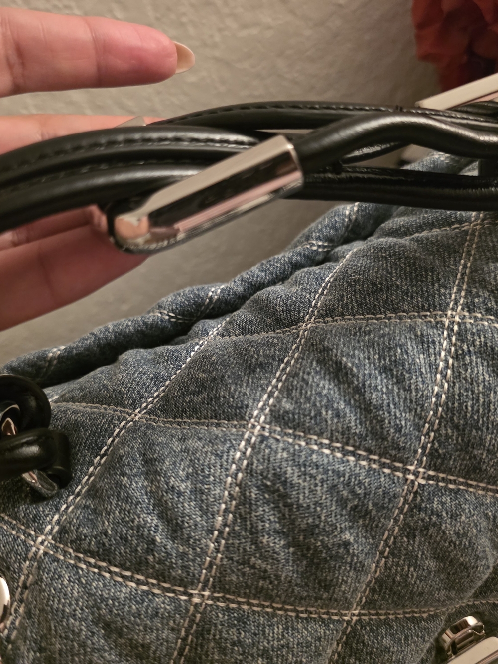 NWOT Marc Jacobs Quilted Denim Crossbody with Silver Chain - Picture 2 of 4